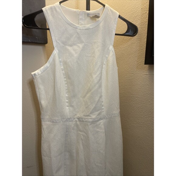 H&M Classic Off White Sleeveless Shift Dress Zippered Size 8 - Picture 3 of 11